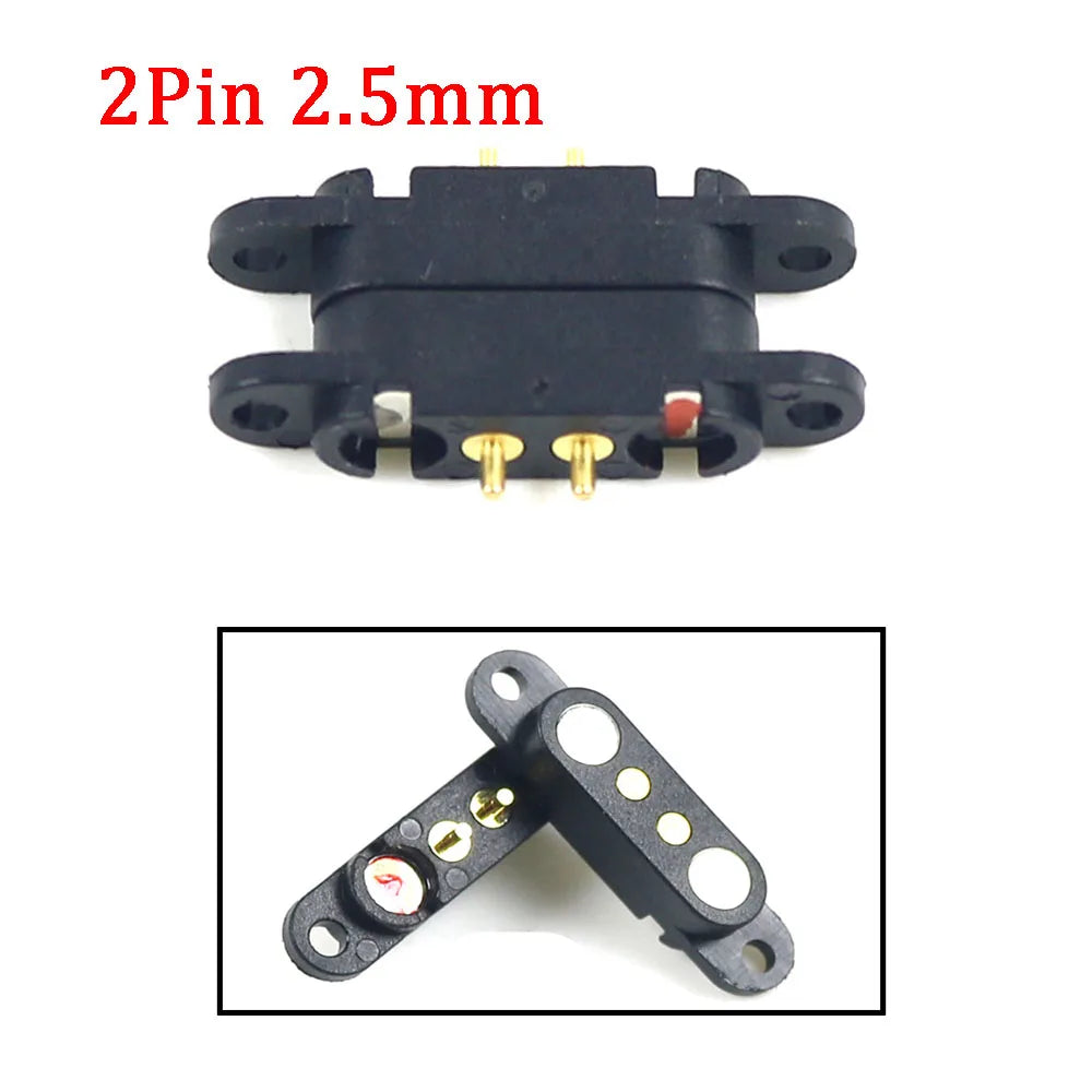 2A Magnetic Pogo Pin Connector - 2–5 Pin Spring-Loaded Male/Female DC Power Socket, 2.3/2.5/2.8mm Pitch