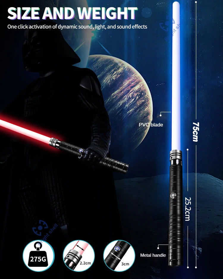 RGB Metal Lightsaber Toy – 15-Color Changing Laser Sword with Sound Effects, Force FX Jedi Blaster Gift for Kids