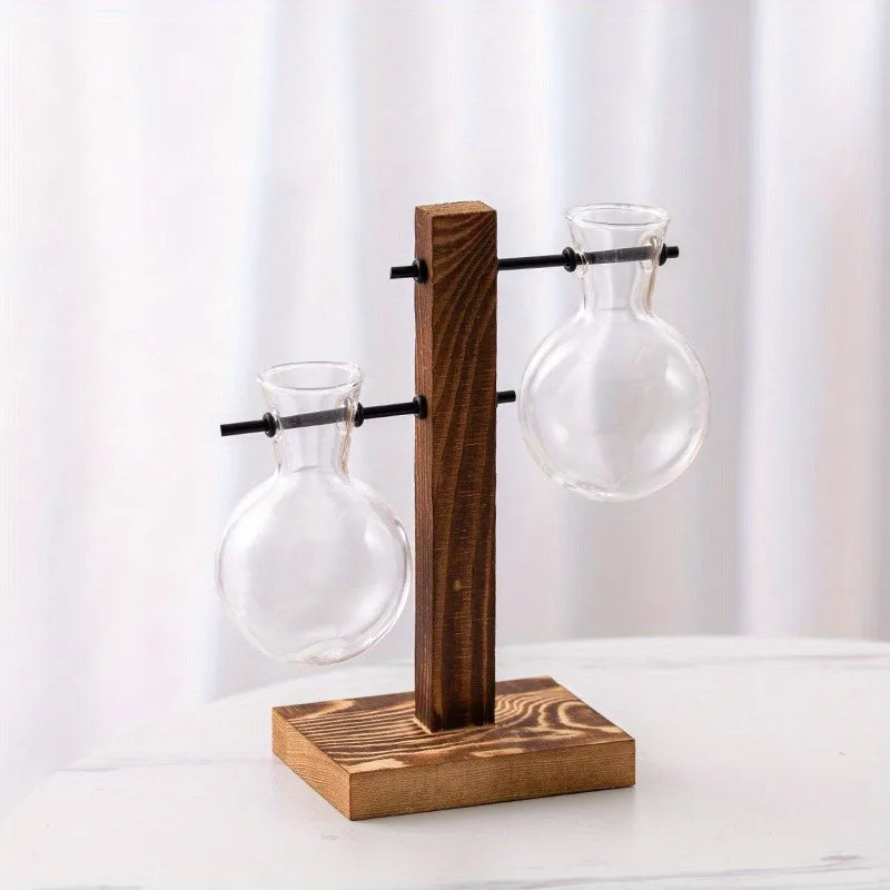 Hydroponic Glass Vase, Vintage Desktop Plant Terrarium Planter, Bulb Water Planting Propagation Vase for Hydroponics Plants