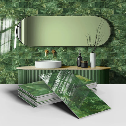 16PCS Marble Pattern Wall Stickers - Waterproof Oil-Proof PET Foam Kitchen Backsplash & Decorative Wallpaper Panels
