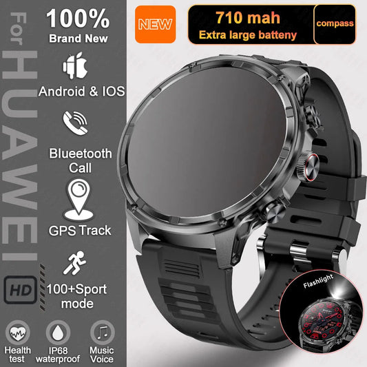 2025 Huawei & Xiaomi GPS Smartwatch for Men — 1.85" Ultra HD AMOLED Screen, 710mAh Battery & Bluetooth Call