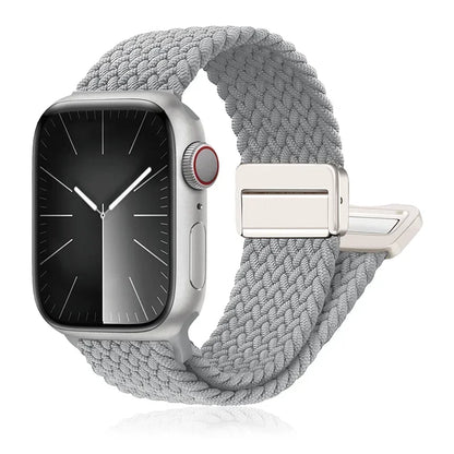 Braided Nylon Magnetic Apple Watch Band – Adjustable Sport Loop Strap for iWatch Series SE 6–10 & Ultra 2 (38mm–49mm)