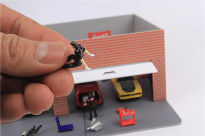 RM 1:64 Automotive Repairman & Tools Micro Mini Figure Model — Diecast Scene Collectible