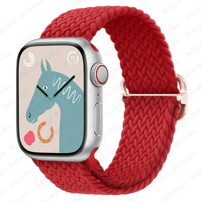Braided Solo Loop Apple Watch Ultra Band – Elastic Nylon Adjustable Sport Bracelet Strap for iWatch SE, Series 3–9 (38mm–49mm)