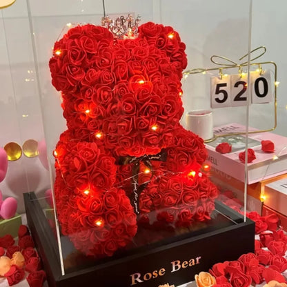 Forever Rose Teddy Bear – Artificial Flower Gift for Mom & Special Occasions