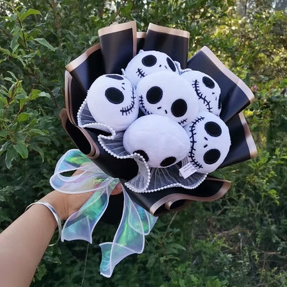 Halloween Jack Skellington Plush Bouquet – Doll Toy with Soap Rose Flower, Terror Skull & Ghost for Christmas & Valentine’s Day Gifts