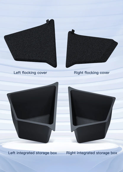 YZ Car Trunk Side Storage Box – Left & Right Organizer for Tesla Model Y Juniper 2021-2025 with Flocking Mat Cover