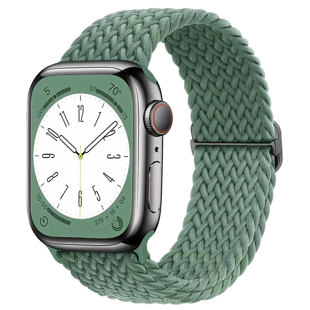 Braided Solo Loop Apple Watch Ultra Band – Elastic Nylon Sport Bracelet for iWatch SE, Series 3–9 (38mm–49mm) Strap