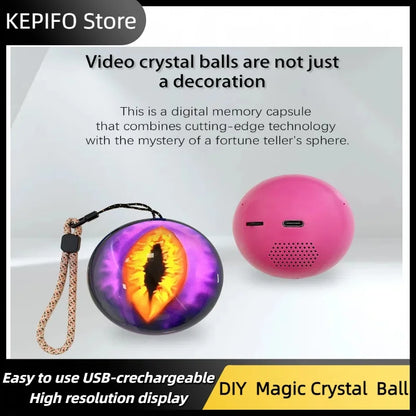 3D Crystal Ball Video Playback Screen – Customized Electronic Gift for Family & Friends, Birthday Present