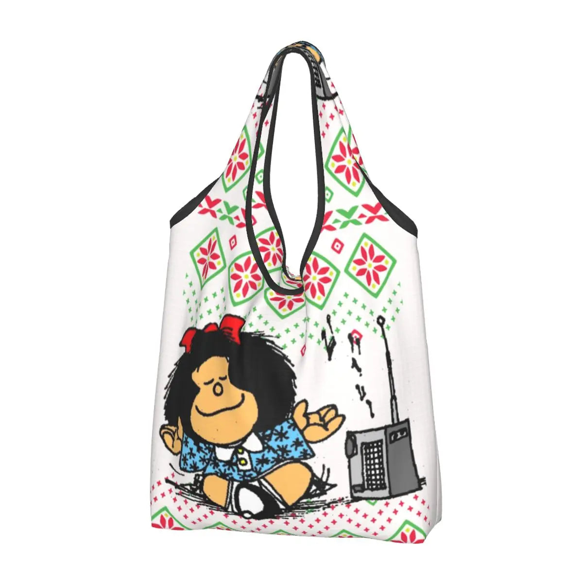 Anime Mafalda Cartoon Grocery Tote Bag – Large Capacity Fashion Shopper Shoulder Handbag, Portable Kawaii Canvas Bag for Everyday Use