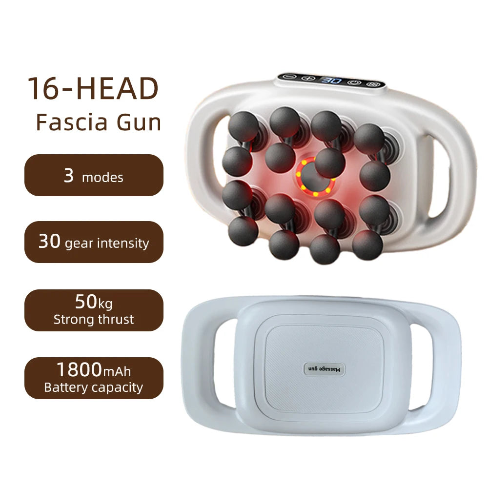 16-Head Fascia Massage Gun – High-Frequency Vibration Body Massager for Back, Waist, Neck, and Shoulders, Muscle Relief