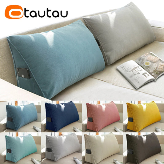 OTAUTAU Triangular Bed Backrest Cushion – Lumbar Support Lounger Pillow for Chair, Bed & Living Room Comfort Decor (KD034)