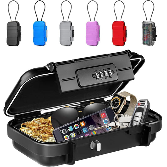 Portable Travel Safe Lock Box – Waterproof Anti-Theft Gym & Beach Box with Combination Lock and Removable Chain