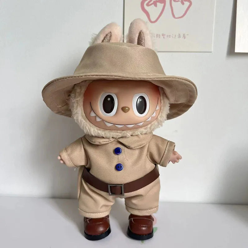 17cm Mini Plush Doll Clothes Set – Kpop EXO Labubu Idol Doll Shark Onesie & Accessories, DIY Girl Gift