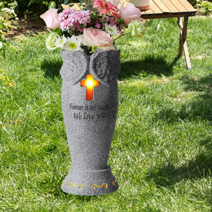 Cemetery Grave Flower Vase – Resin Funeral Flower Holder, Grave Marker Decoration, Memorial Gift for Loved Ones