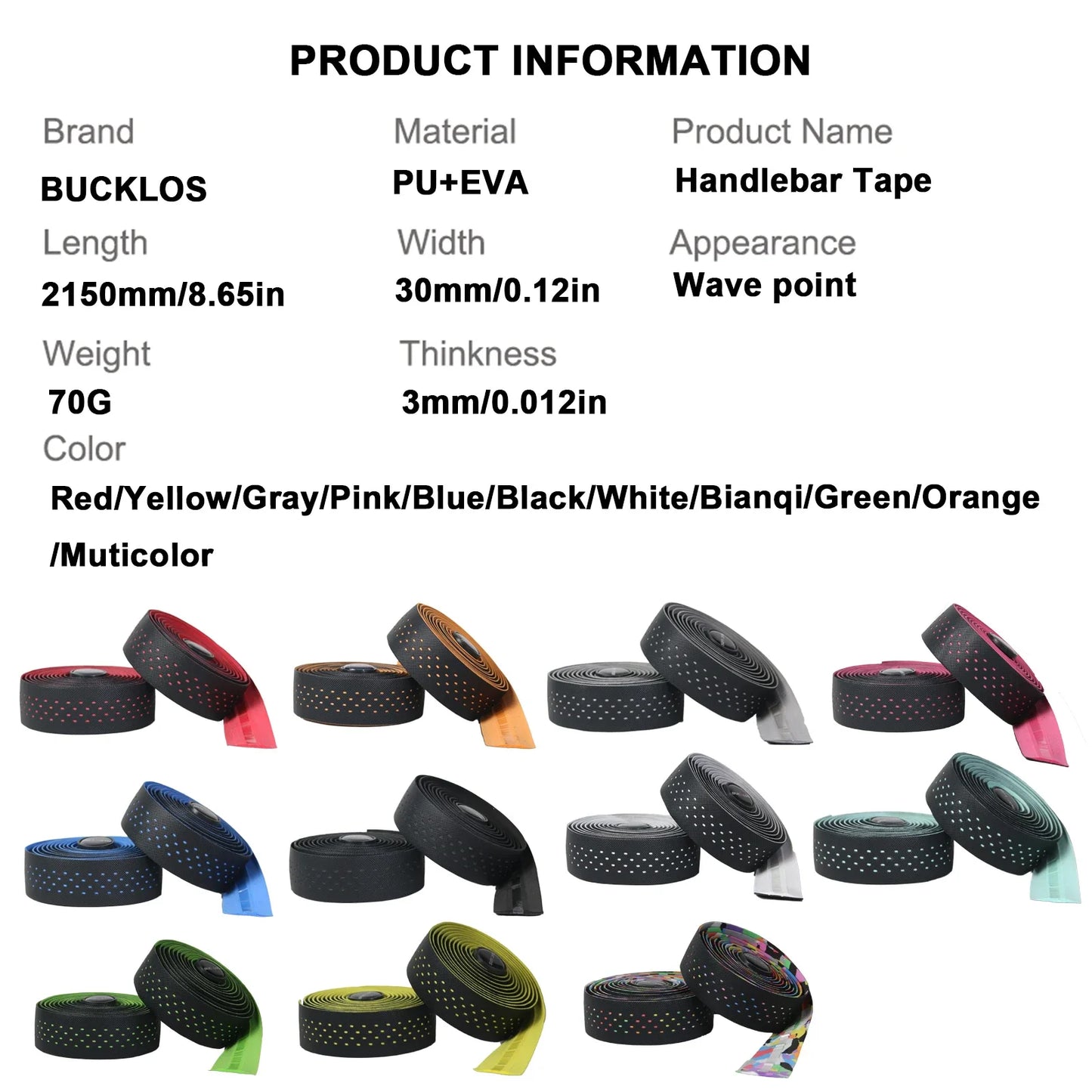 BUCKLOS Road Bike Handlebar Tape – Soft PU EVA Anti-Slip Shock-Absorbing Grip for Gravel and Cycling