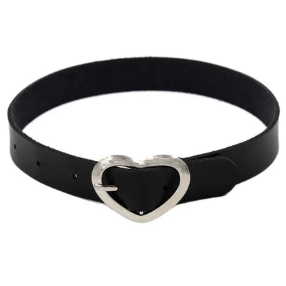 Harajuku Punk Rock Gothic Choker Necklace – PU Leather Heart Lock, Key, Spike Collar, Cosplay Accessories for Women
