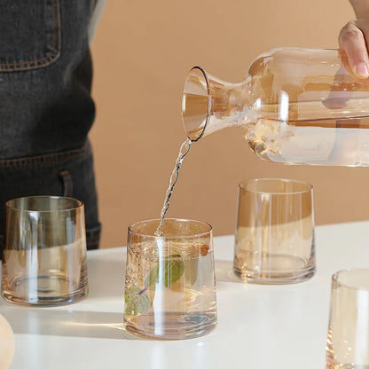 Aesthetic Glass Drinking Cup Set - Juice, Whiskey & Water Tumblers for Home, Hotels & Bulk Use