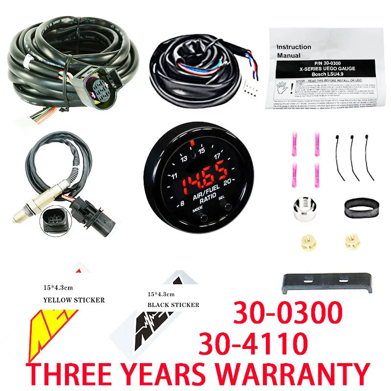 AEM X-Series Wideband O2 Air Fuel Ratio Gauge Kit – LSU 4.9 Oxygen Sensor + 15*4.3cm Decal, Model 30-0300 30-4110