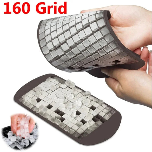 Mini 160 Grid Silicone Ice Tray - Foldable Ice Mold for Small Square Ice Cubes and Easy Ice Breaker