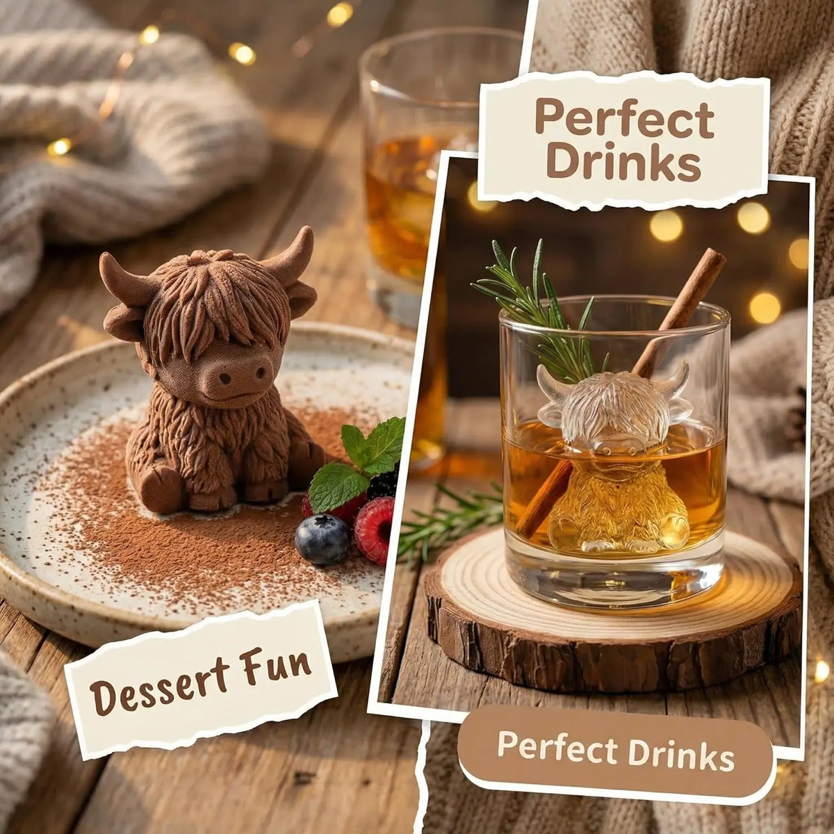 Highland Cow Silicone Ice Cube Mold - Cute 3D Reusable Tray for Cocktails, Whiskey & Drinks