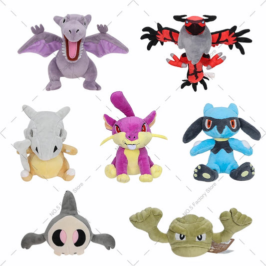Cartoon Pokémon Plush Dolls – Cubone, Riolu, Geodude, Aerodactyl, Yveltal, Rattata & Duskull Stuffed Anime Toys for Birthday & Christmas Gifts