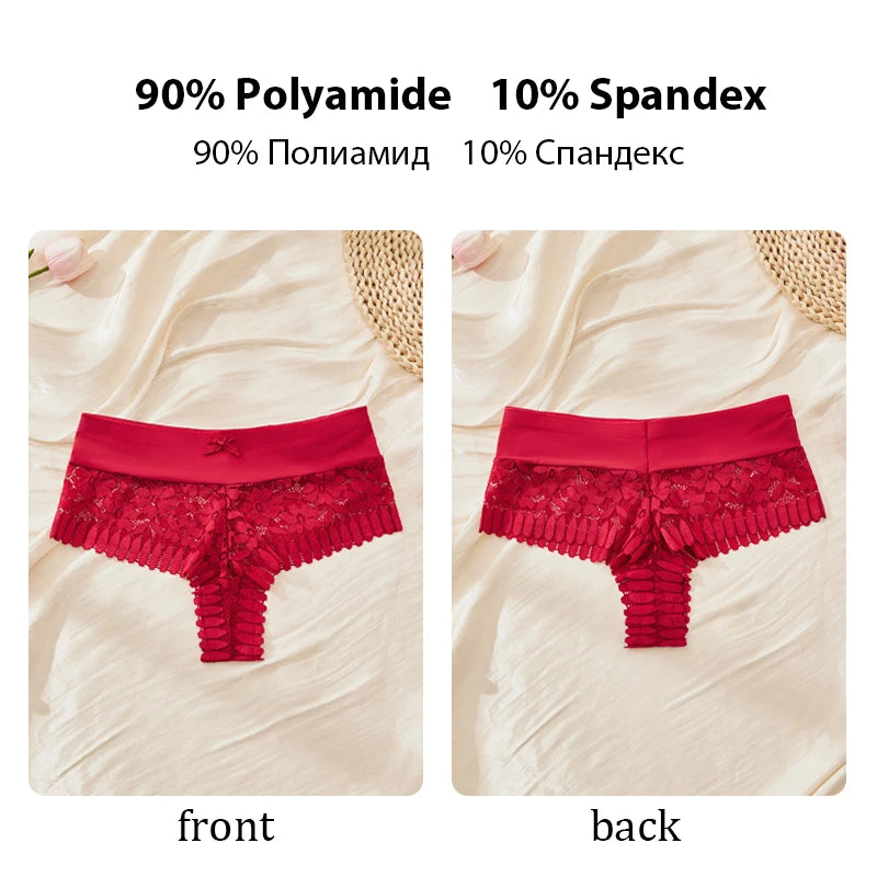 Women's Lace Panties 3PCS - Sexy Bow Detail, Breathable Comfortable Briefs S-XL