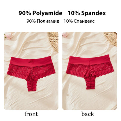 Women's Lace Panties 3PCS - Sexy Bow Detail, Breathable Comfortable Briefs S-XL