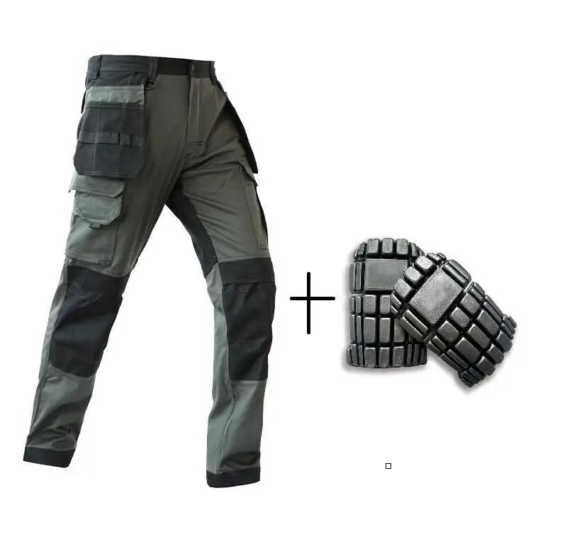 Men’s Multi-Pocket Cargo Work Pants with Knee Pads – Durable Wear-Resistant Tactical Trousers for Outdoor Workwear and Construction Use
