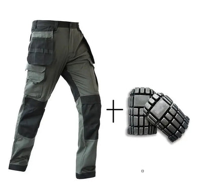 Men’s Multi-Pocket Cargo Work Pants with Knee Pads – Durable Wear-Resistant Tactical Trousers for Outdoor Workwear and Construction Use