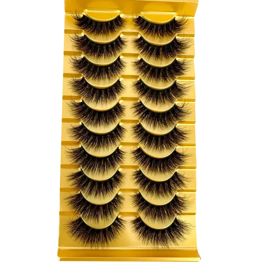 5/10 Pairs 3D Mink False Eyelashes – Wispy Handcrafted Full Strip Short Natural Lashes for Makeup