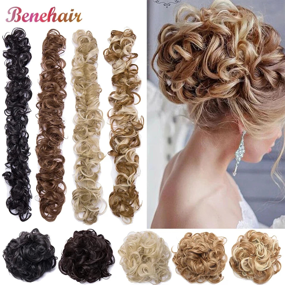 BENEHAIR Messy Hair Bun – Synthetic Chignon Hairpiece Scrunchy for Women Updo Styling