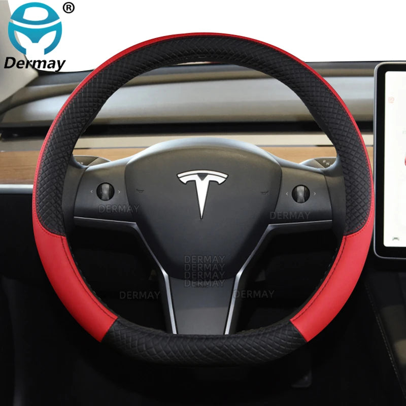 Tesla Model 3 Steering Wheel Cover – PU Leather Non-Slip Auto Accessory, 9 Colors (2016-2023)