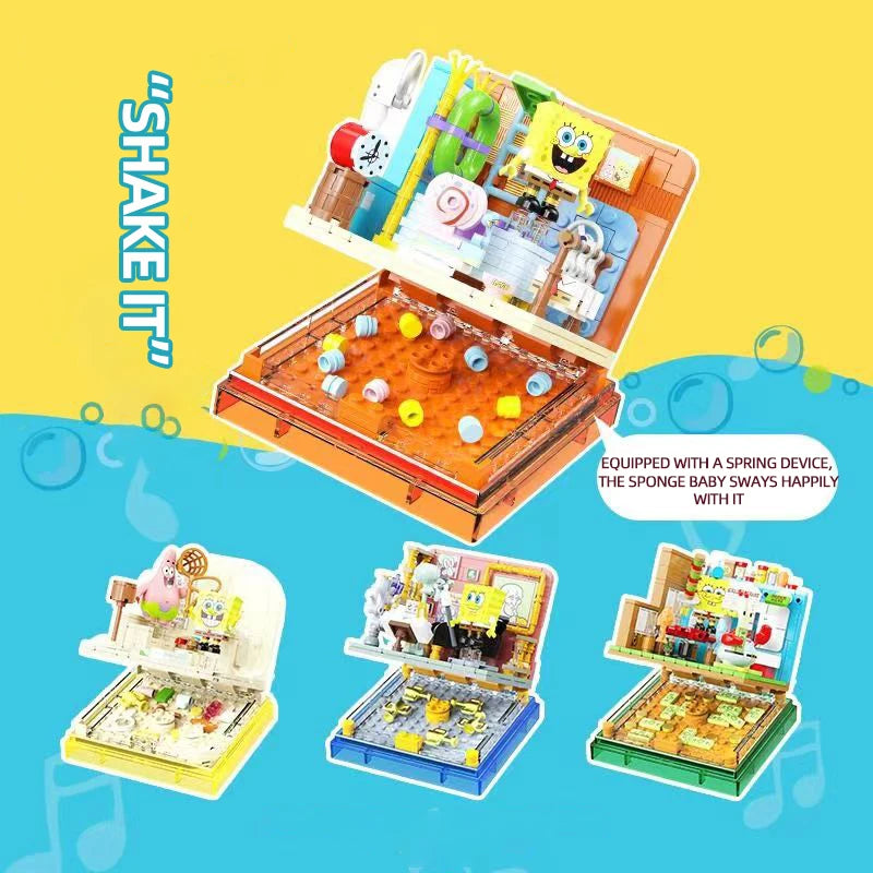 Spongebob Building Blocks Set — Patrick Star, Krusty Krab & Squidward Tentacles Desktop Model Toy for Kids & Gifts