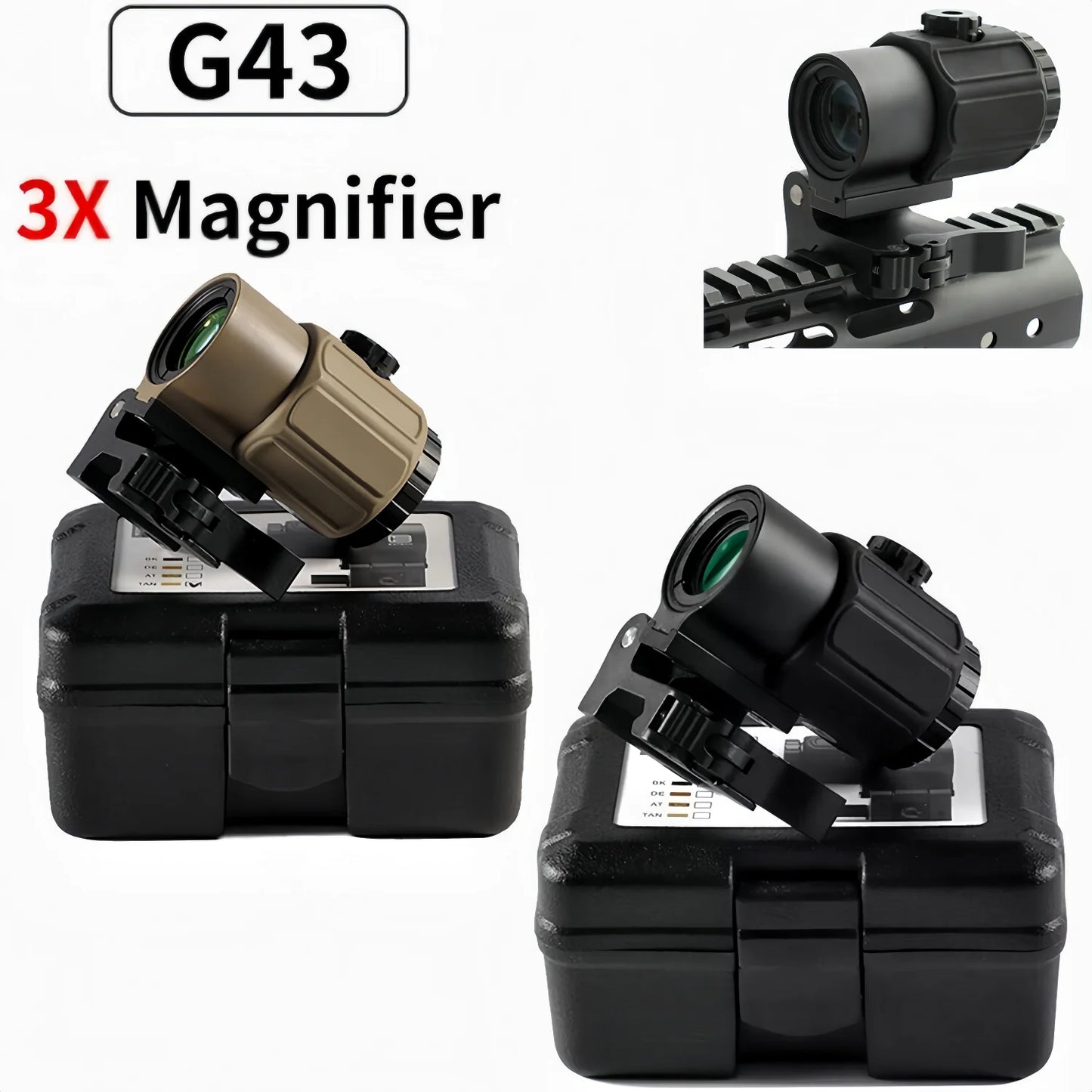 Tactical Magnifier Scope - G33/G43/G45 3X 5X Flip Mount Sight Accessory for Airsoft & Hunting