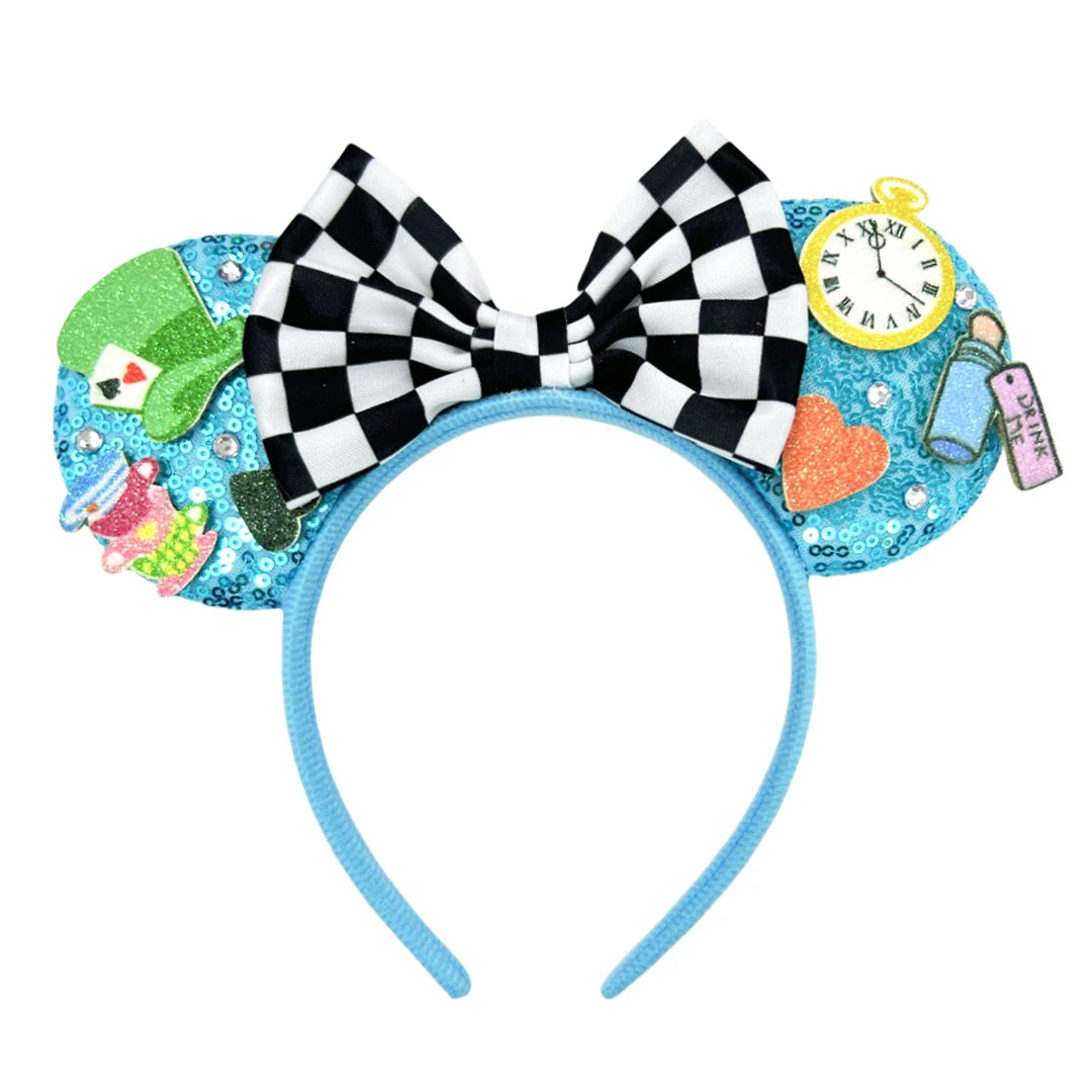 Mickey Mouse Ears Headband with Bow – Sequin Candy Cosplay Costume Party Accessory for Girls & Women, Christmas Gift