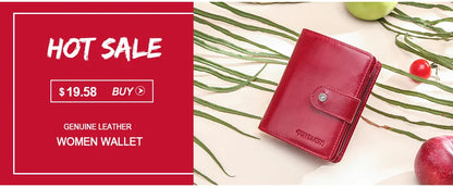CONTACT'S Genuine Leather Short Wallet for Women — Luxury Designer Card & Coin Holder, Mini Money Clip Wallet with Free Shipping