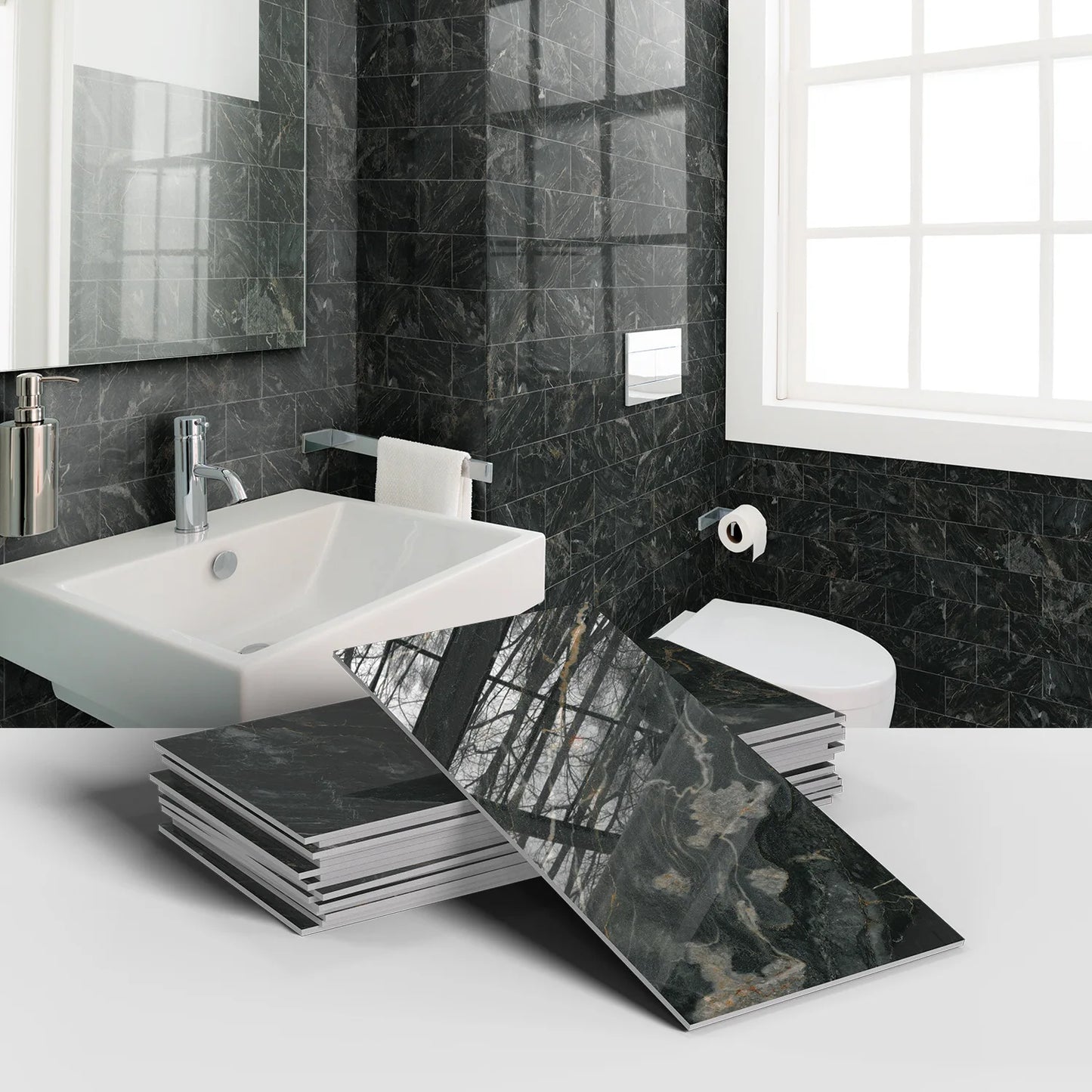 16PCS Marble Pattern Wall Stickers - Waterproof Oil-Proof PET Foam Kitchen Backsplash & Decorative Wallpaper Panels
