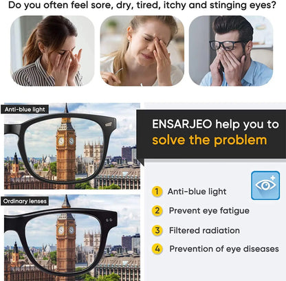 Square Blue Light Blocking Glasses – Nerd Eyeglasses Frame for Computer & Gaming Protection