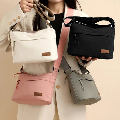 High-Capacity Canvas Crossbody Bag - Multi-Pocket Shoulder Purse for Women and Everyday Shopping