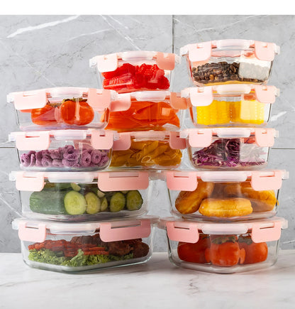 16-Piece Glass Food Storage Container Set — Leakproof, Airtight, BPA-Free, Microwave & Oven Safe, Stackable Kitchen Organizer