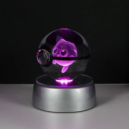 Pokemon Crystal Ball Night Light – Pikachu, Gengar, Eevee, Mewtwo & Lucario LED Pokeball, Kids Birthday Gift & Home Decor