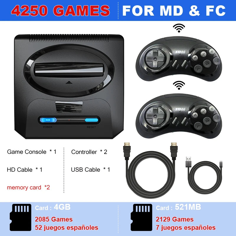 16-Bit Retro Sega MD Game Console – HDMI Output for Sega Mega Drive, Genesis & Dendy Classic Video Game System