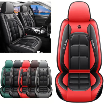 Universal Full Leather Car Seat Cover - All-Season Driver & Passenger Seat Cushion Pad