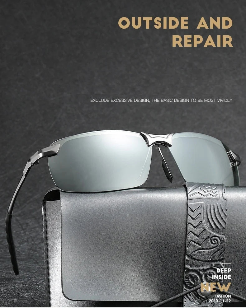 Photochromic Polarized Sunglasses for Men – Color-Changing Driving Glasses for Day & Night Vision