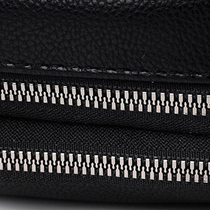 Women's Rivet Zipper Crossbody Bag – Solid Color Soft Leather Mobile Phone Shoulder Purse