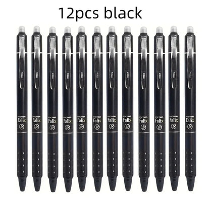 0.5mm Press-Type Erasable Gel Pens – Black & Blue Ink, Washable, Super Capacity Refills, Smooth Writing Bullet Pen