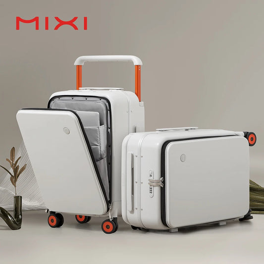 Mixi 20" Wide Handle Carry-On Suitcase – Men & Women Travel Trolley Luggage with PC Aluminum Frame M9275