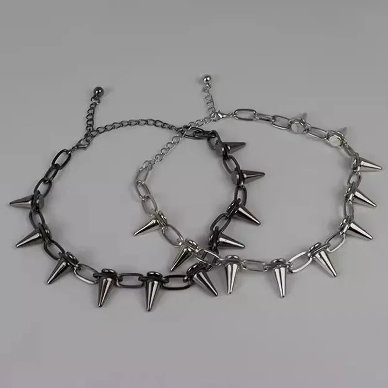 Fashion Punk Spike Choker Necklace – Goth Rivet Metal Chain Collar for Unisex Rock & Nightclub Jewelry