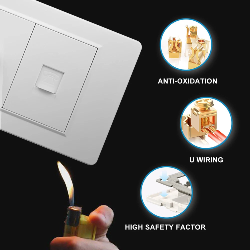 US Plug with USB Type-C Charging Port – 5V 2.1A, Household Electrical Wall Outlet for America & Mexico, 118x72mm PC Panel